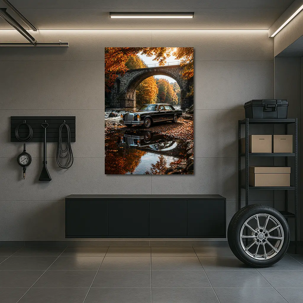 Vintage Mercedes Benz S Class Stone Bridge – Wall Art