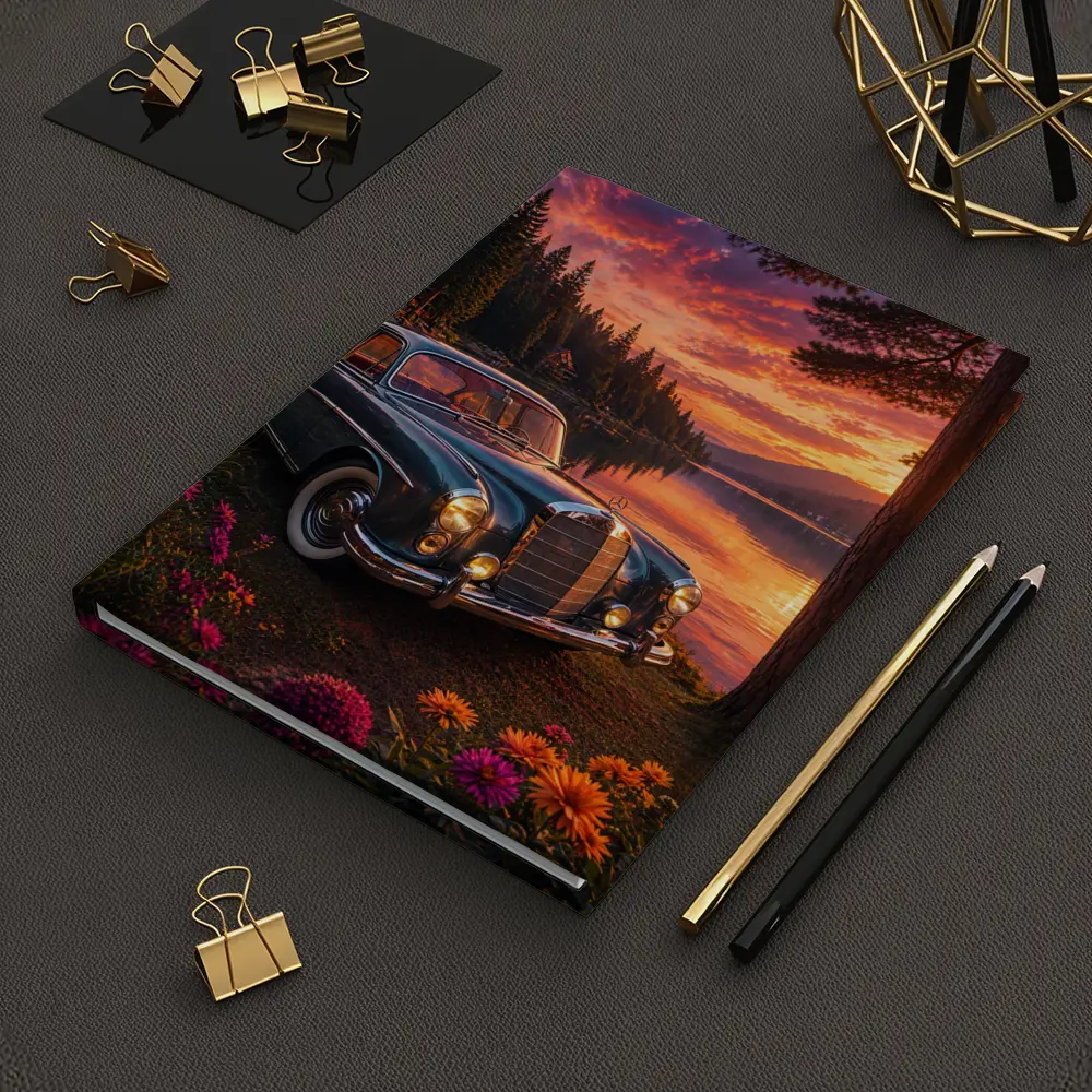Vintage Mercedes Benz Classic Car Lake Sunset – Notebooks
