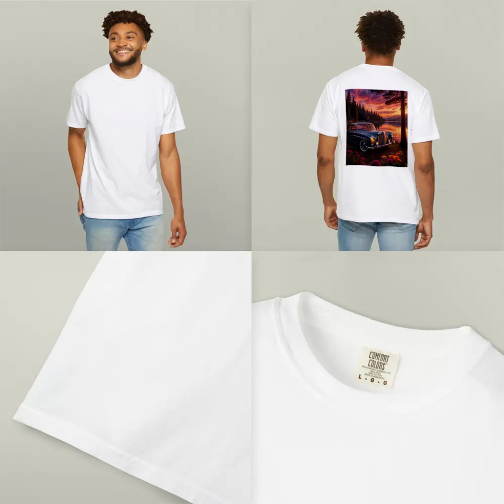 Vintage Mercedes Benz Classic Car Lake Sunset – T-Shirts