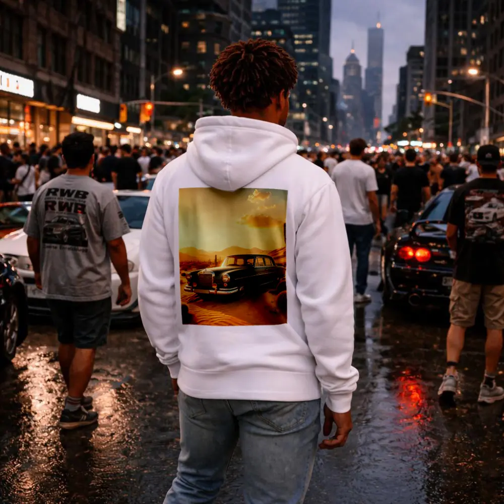 Vintage Mercedes Benz Classic Car Desert Sunset – Hoodies