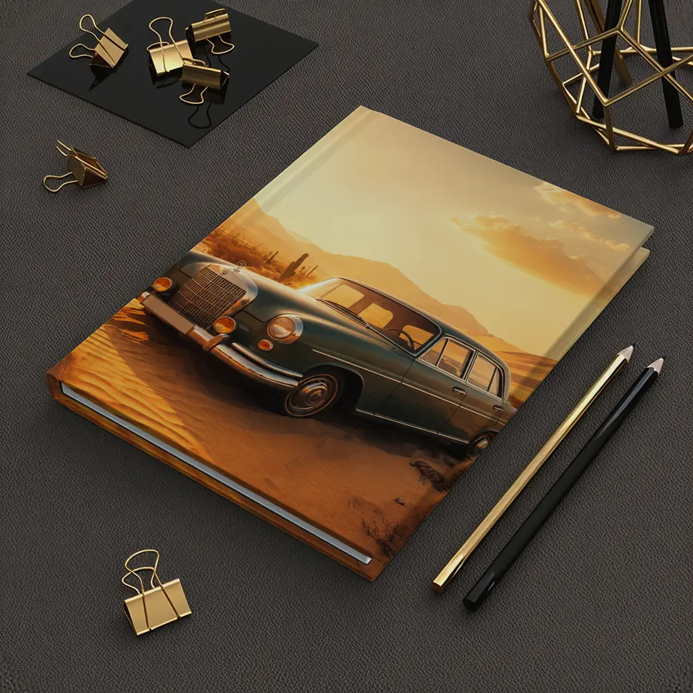 Vintage Mercedes Benz Classic Car Desert Sunset – Notebooks