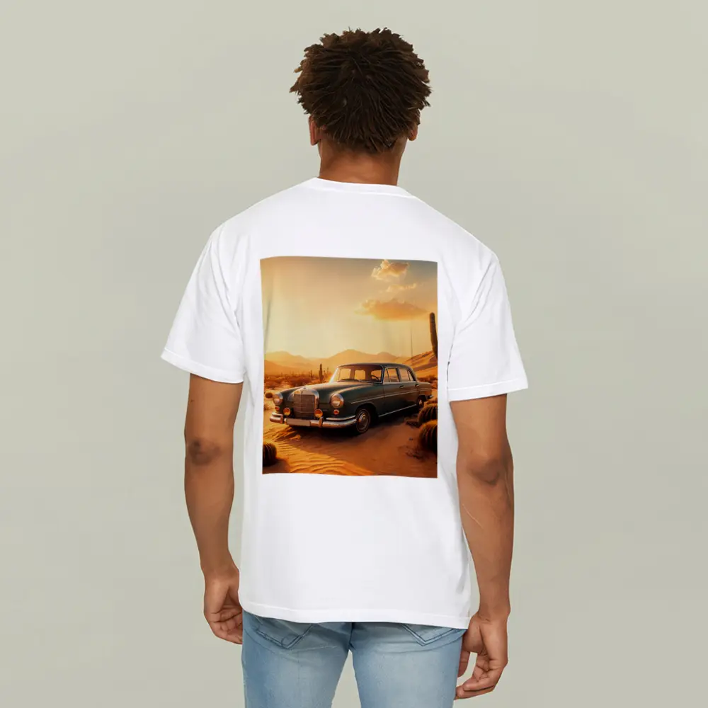 Vintage Mercedes Benz Classic Car Desert Sunset – T-Shirts