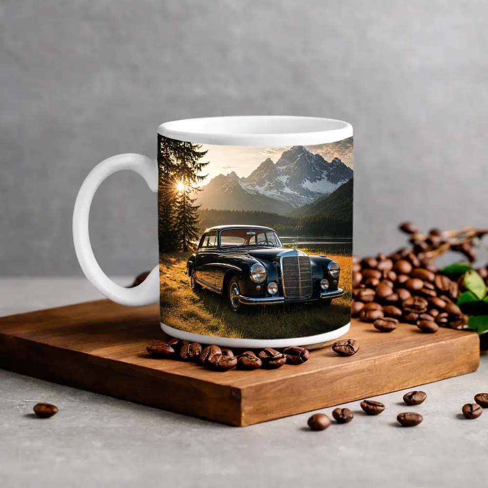 Vintage Mercedes Benz Classic Car Mountain Lake – Mugs