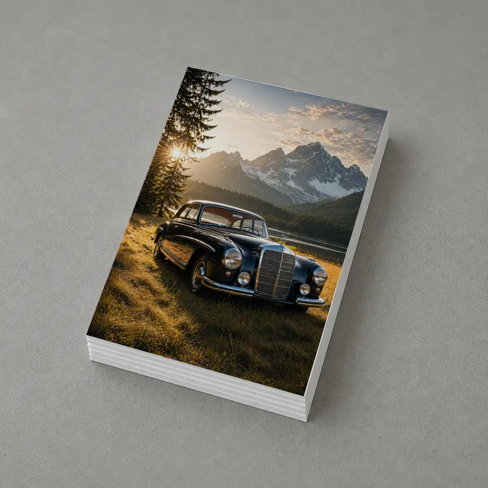 Vintage Mercedes Benz Classic Car Mountain Lake – Postcards