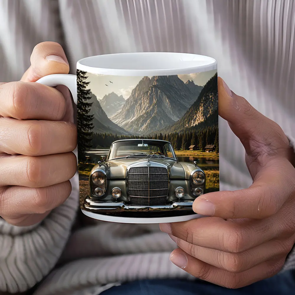 Vintage Mercedes Benz Classic Car Mountain Lake – Mugs