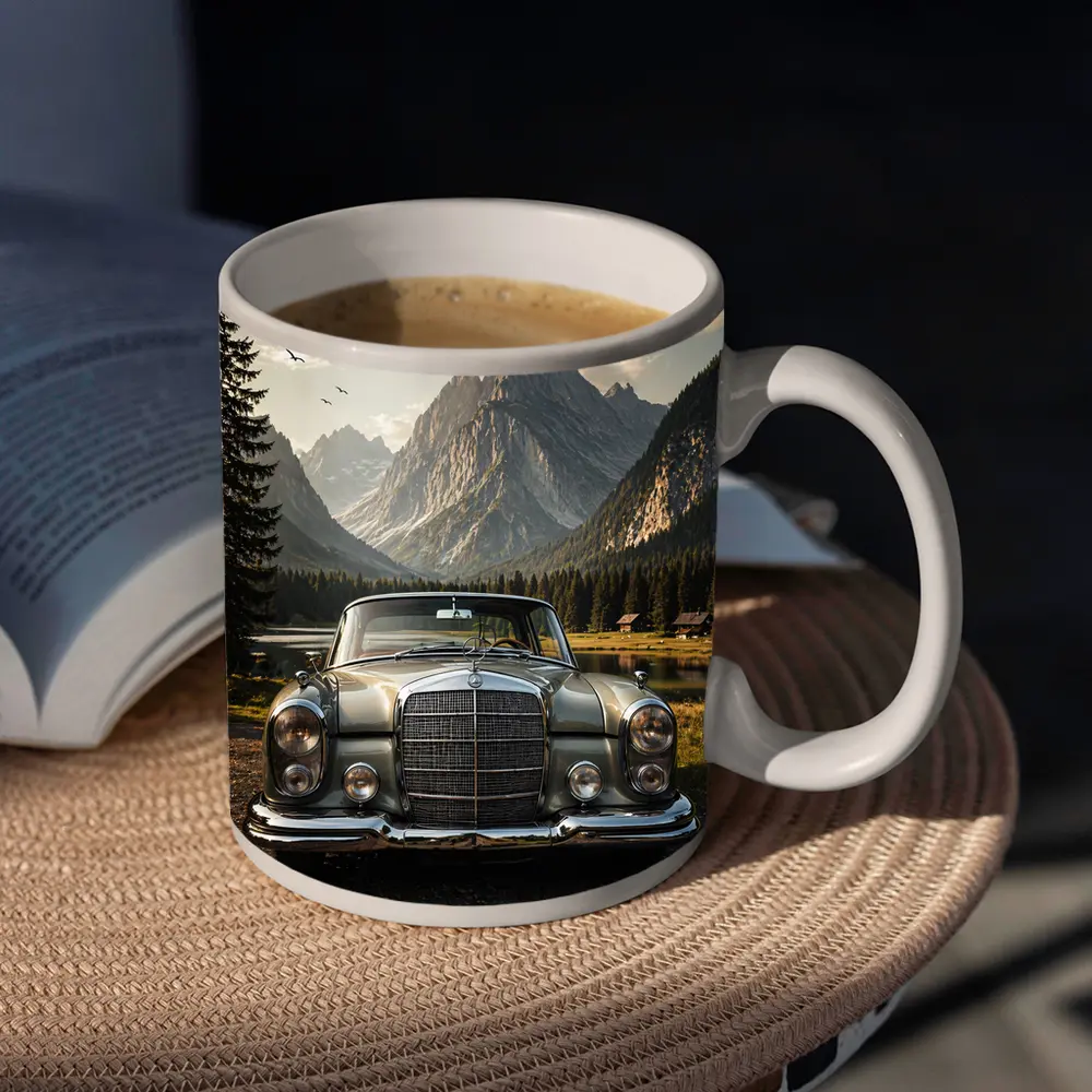 Vintage Mercedes Benz Classic Car Mountain Lake – Mugs