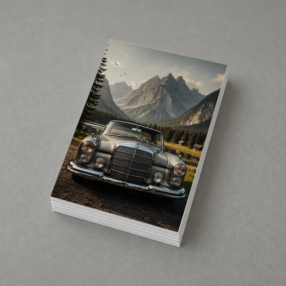 Vintage Mercedes Benz Classic Car Mountain Lake – Postcards