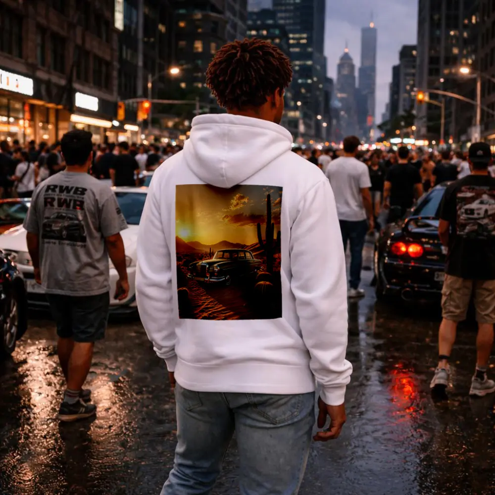 Vintage Mercedes Classic Sedan Desert Sunset – Hoodies