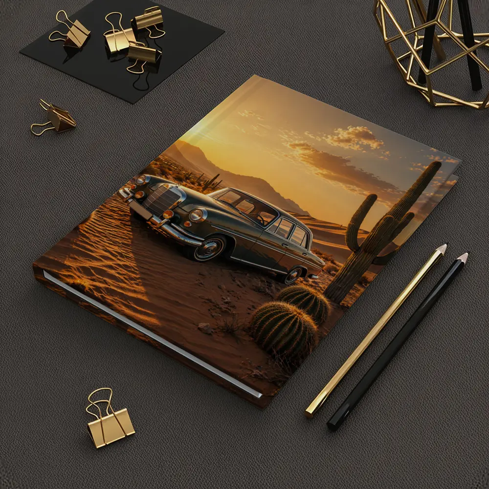 Vintage Mercedes Classic Sedan Desert Sunset – Notebooks
