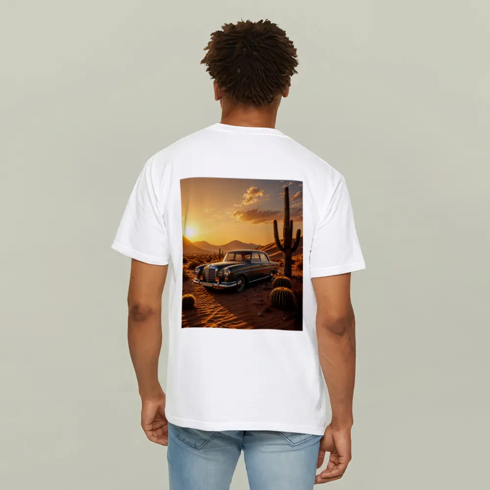 Vintage Mercedes Classic Sedan Desert Sunset – T-Shirts