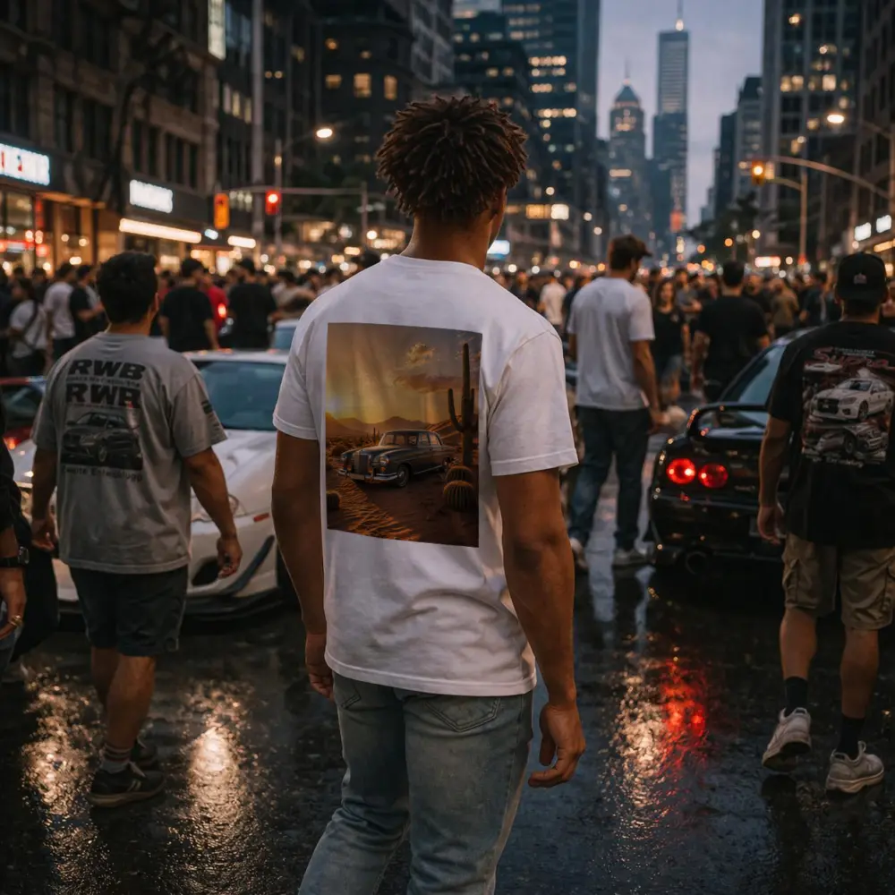 Vintage Mercedes Classic Sedan Desert Sunset – T-Shirts