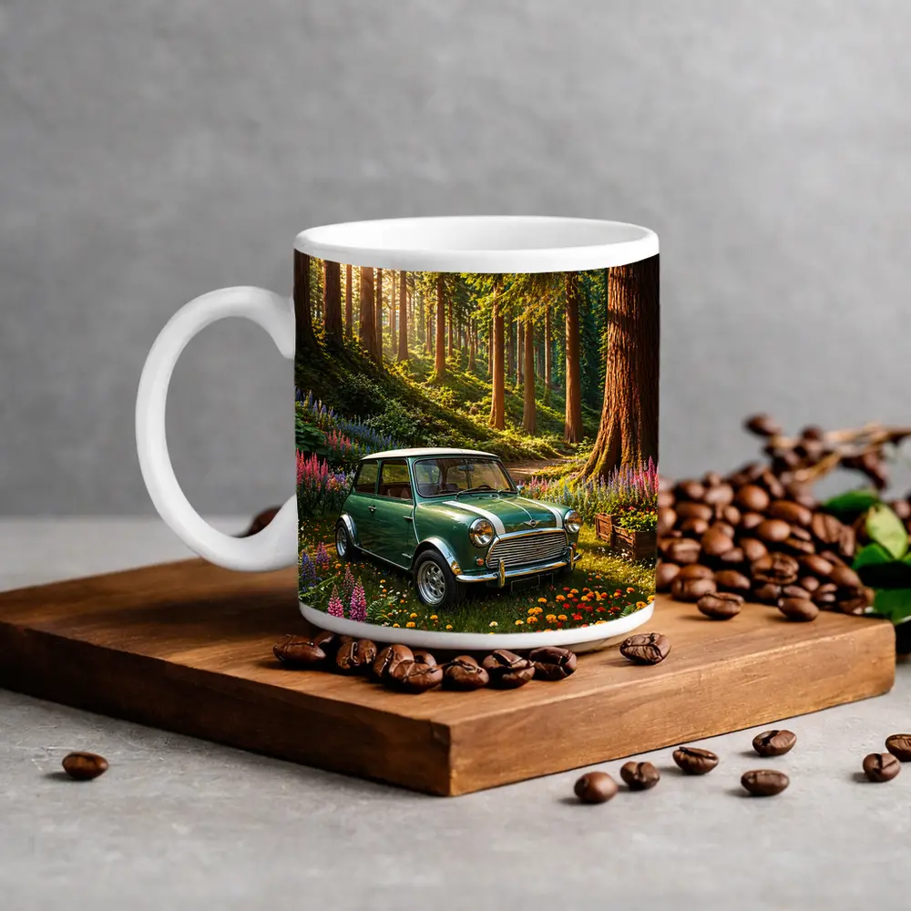 Classic Mini Cooper Green Forest Sunshine – Mugs