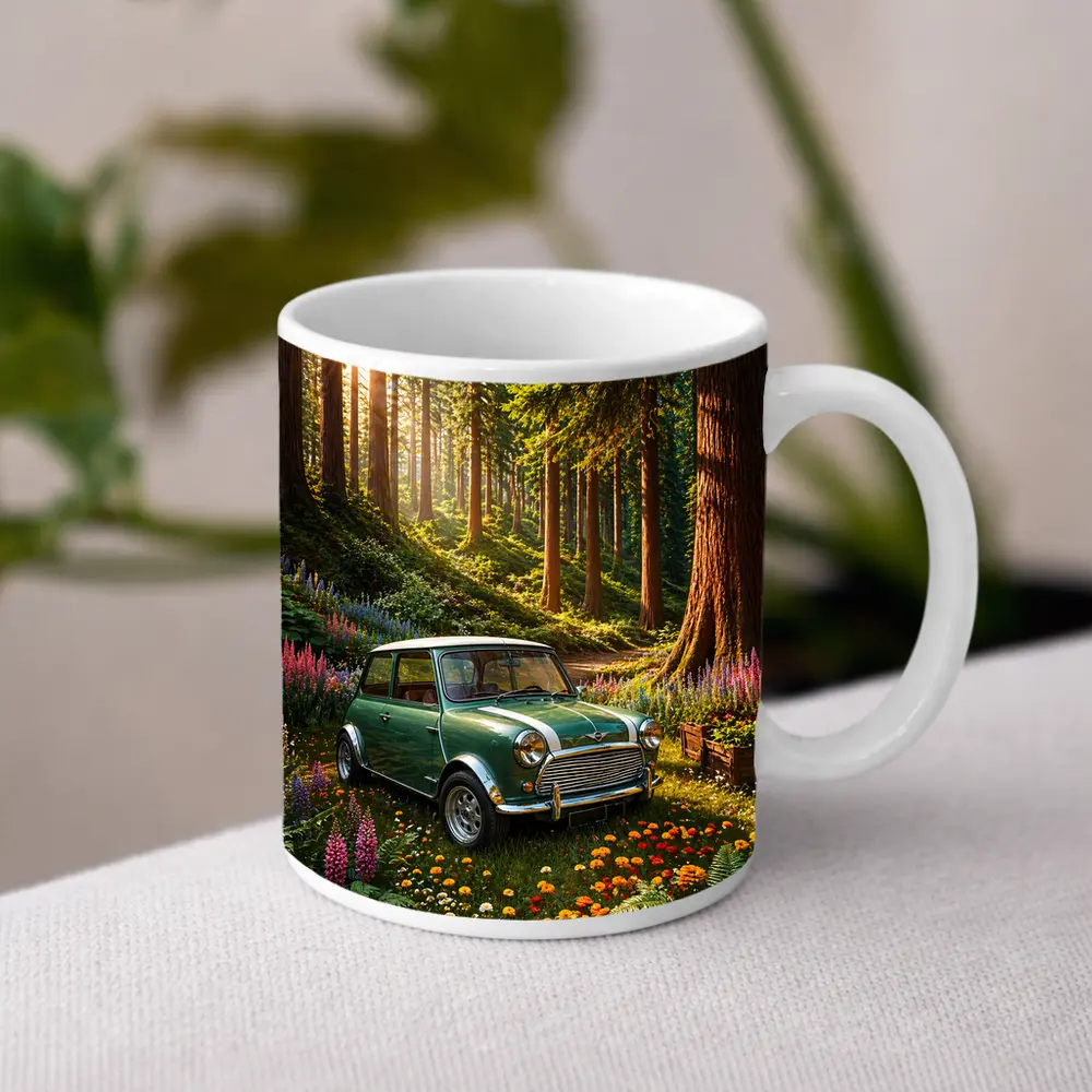 Classic Mini Cooper Green Forest Sunshine – Mugs