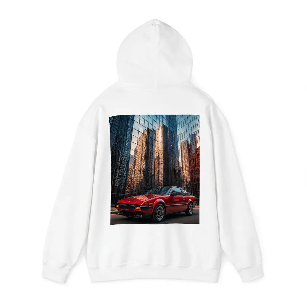 Mitsubishi Starion Red City Glass Buildings – Hoodies