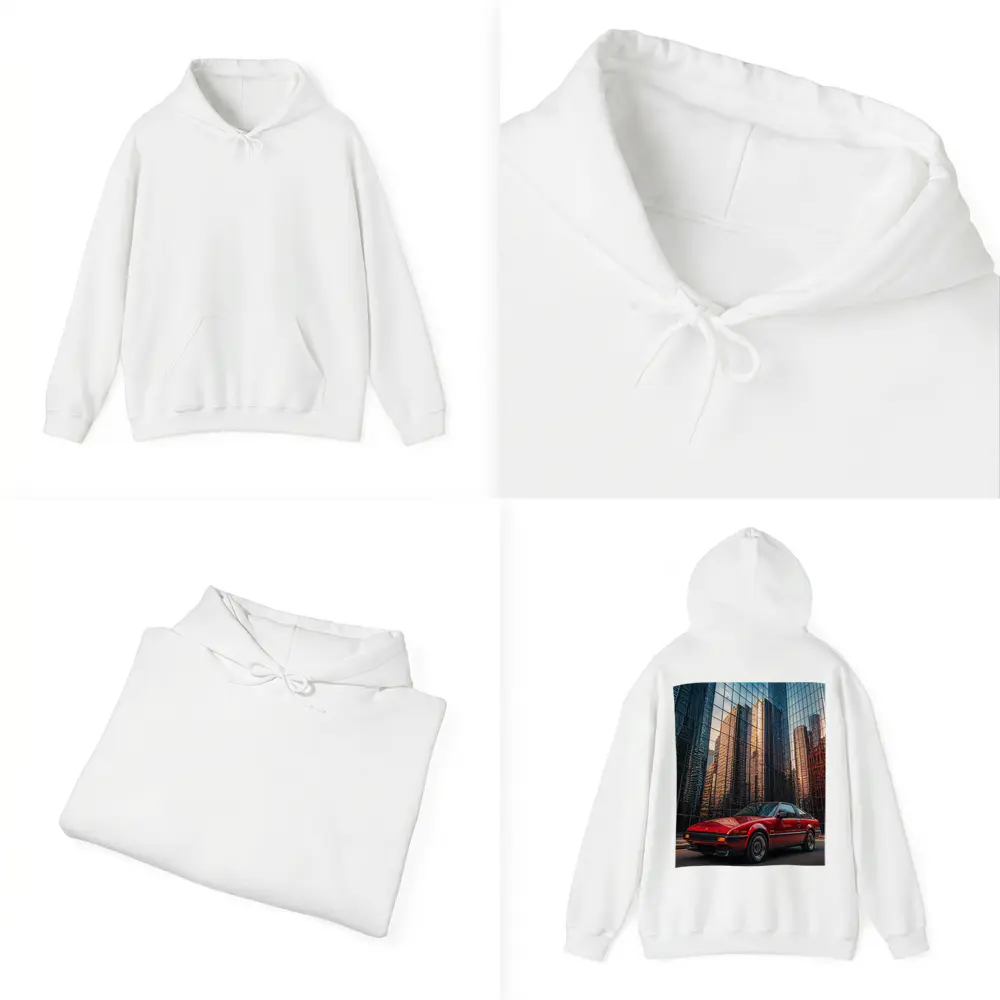 Mitsubishi Starion Red City Glass Buildings – Hoodies