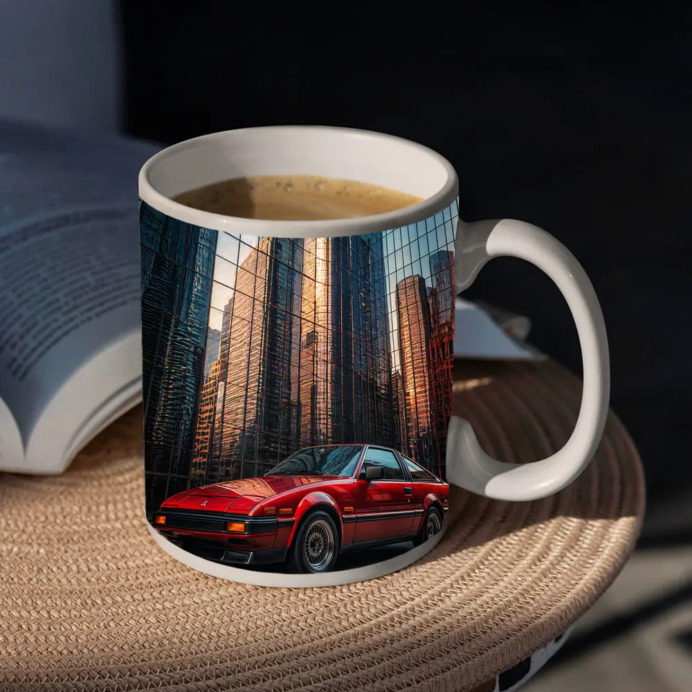 Mitsubishi Starion Red City Glass Buildings – Mugs