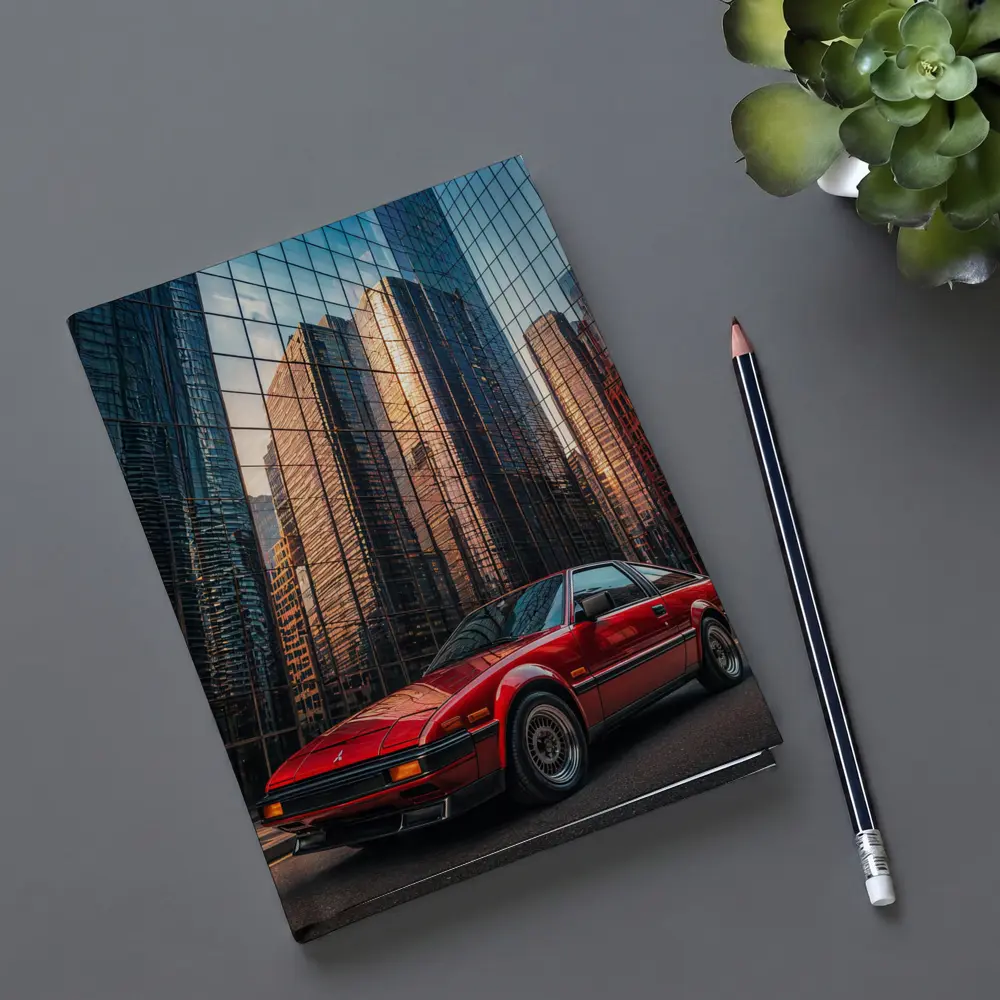 Mitsubishi Starion Red City Glass Buildings – Notebooks