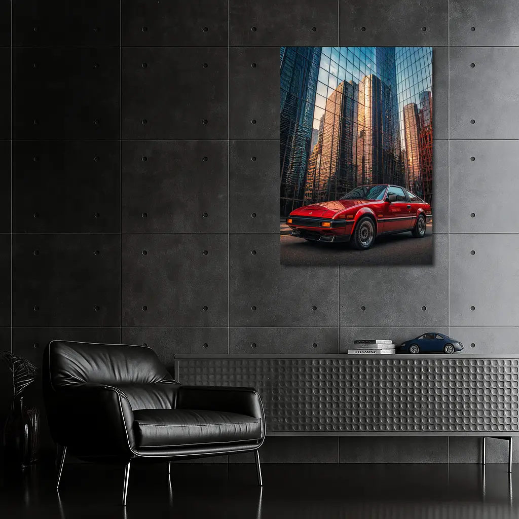 Mitsubishi Starion Red City Glass Buildings – Wall Art