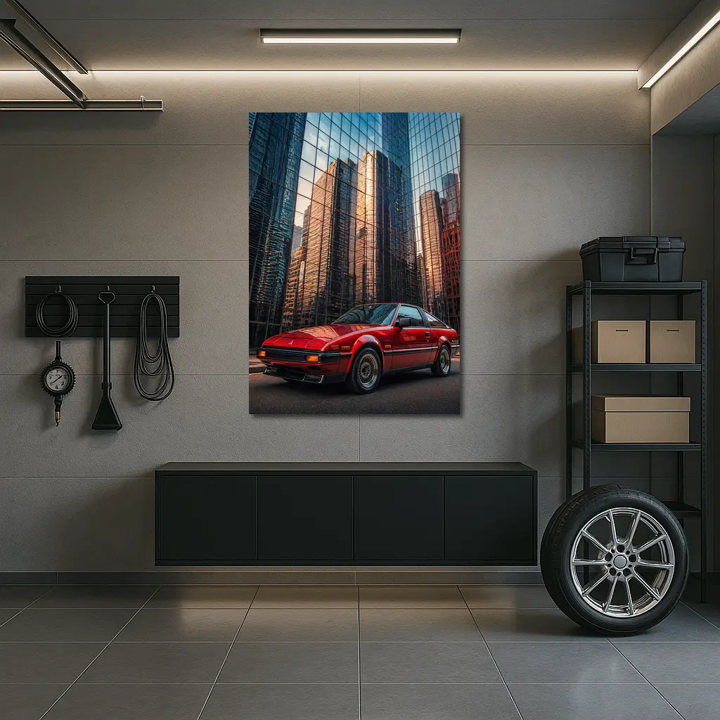 Mitsubishi Starion Red City Glass Buildings – Wall Art