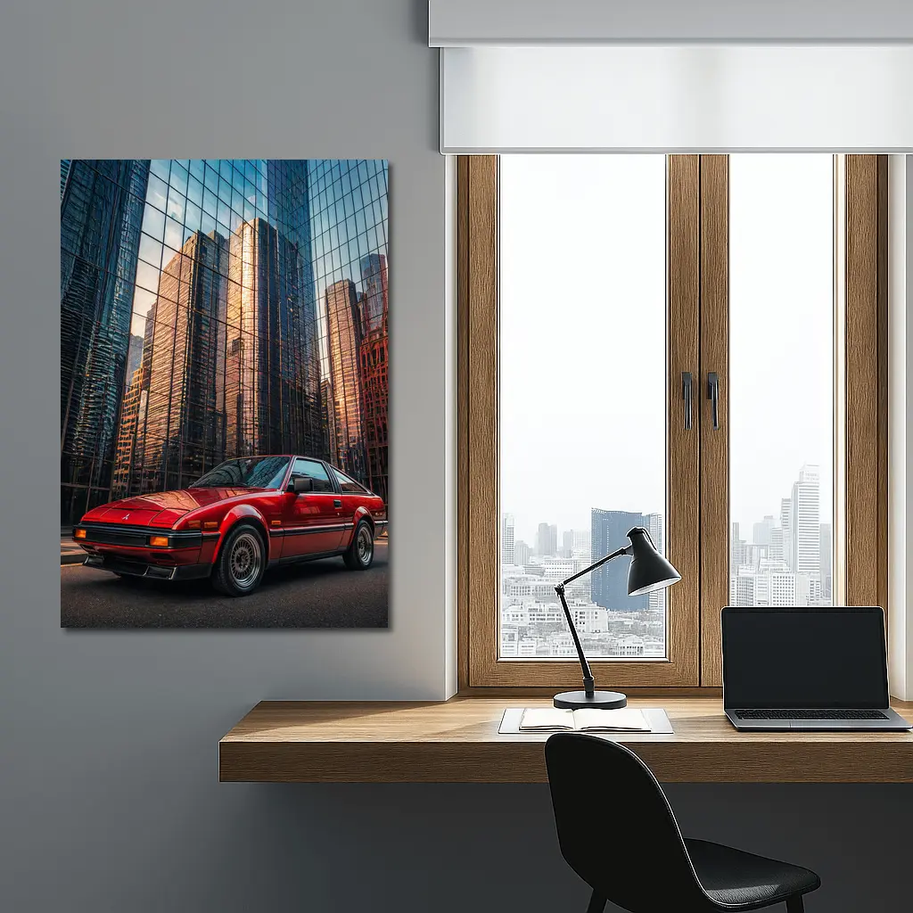 Mitsubishi Starion Red City Glass Buildings – Wall Art