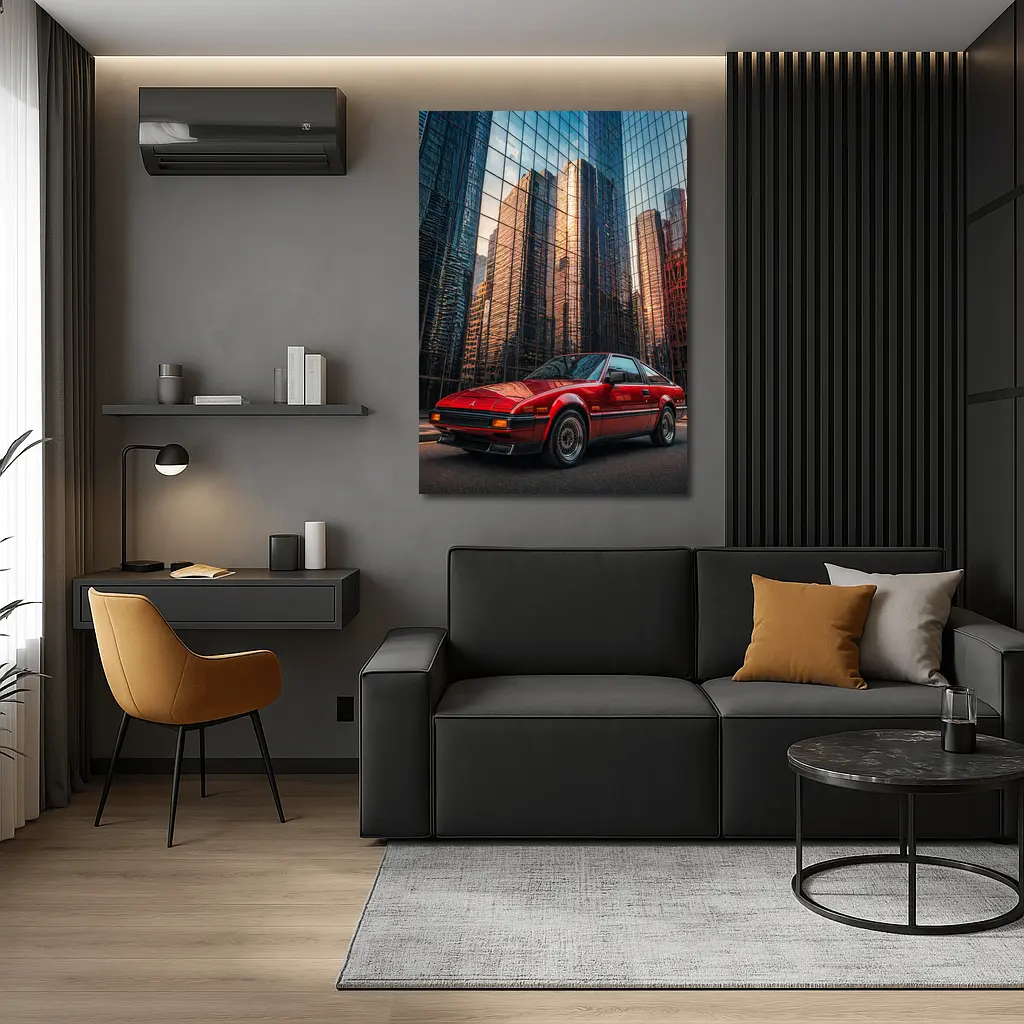 Mitsubishi Starion Red City Glass Buildings – Wall Art