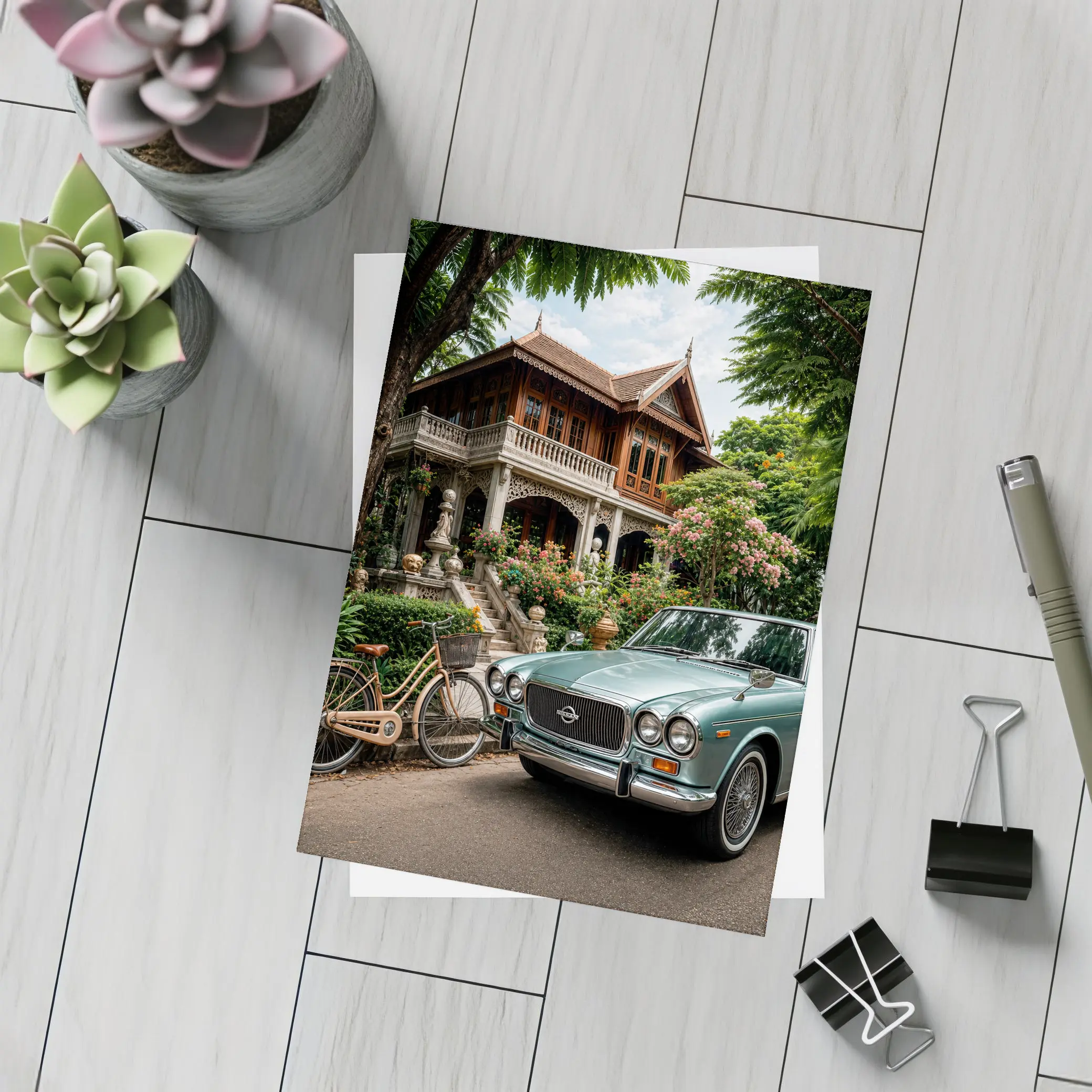 Vintage Nissan Classic Car Thai Villa – Postcards