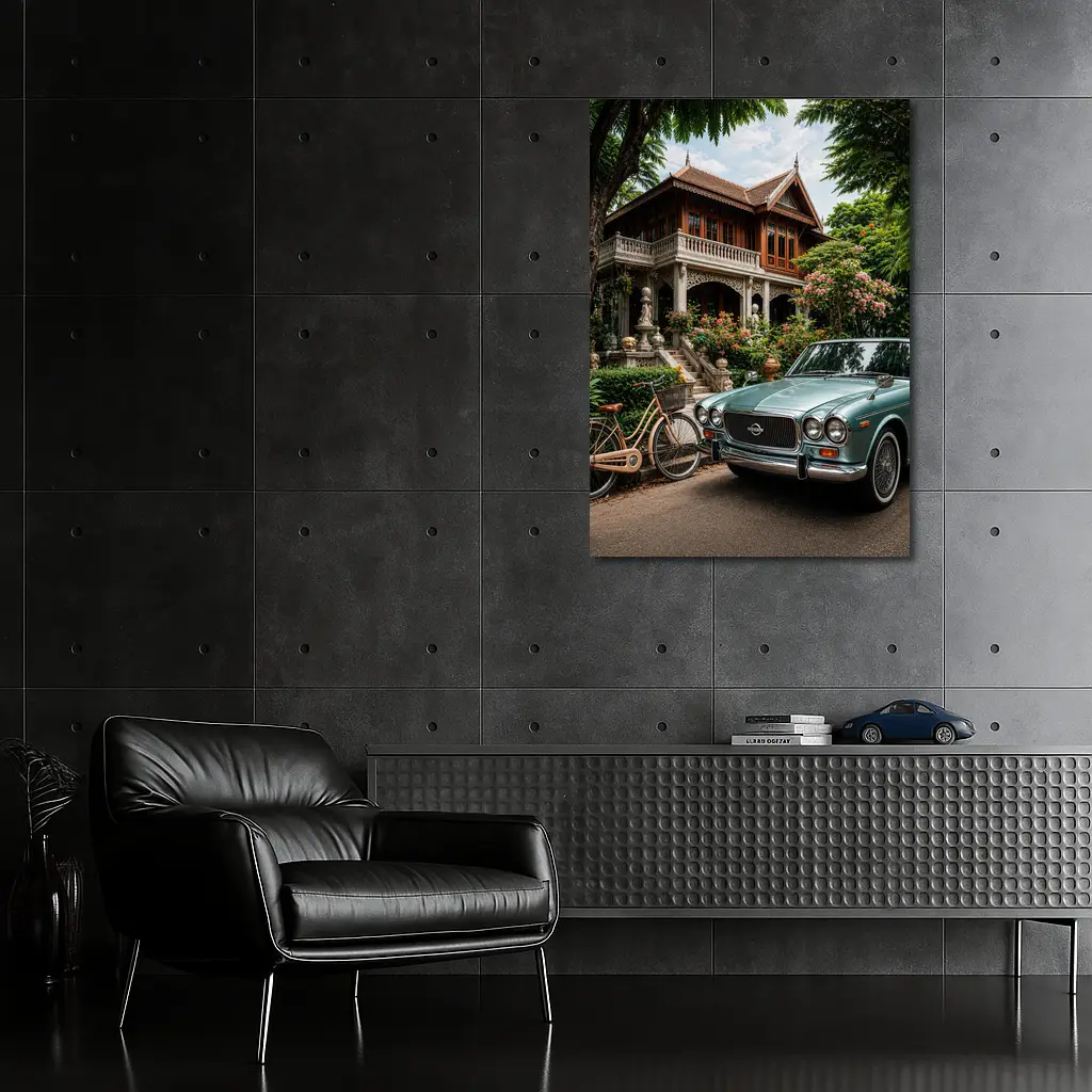 Vintage Nissan Classic Car Thai Villa – Wall Art