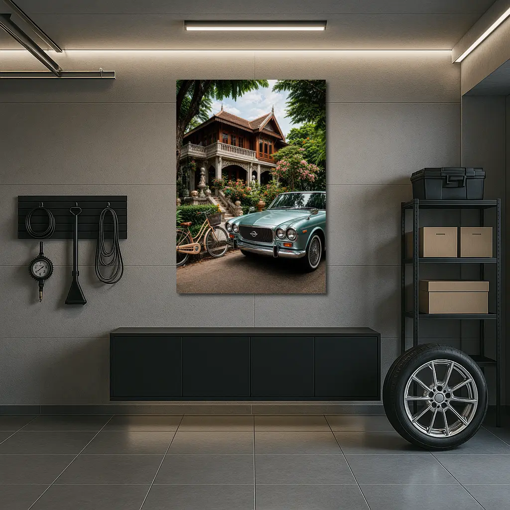 Vintage Nissan Classic Car Thai Villa – Wall Art