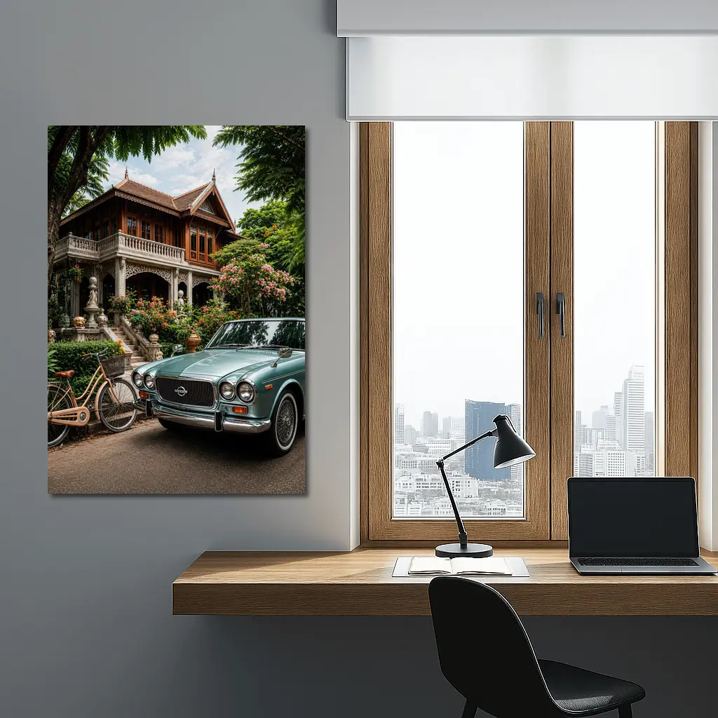 Vintage Nissan Classic Car Thai Villa – Wall Art