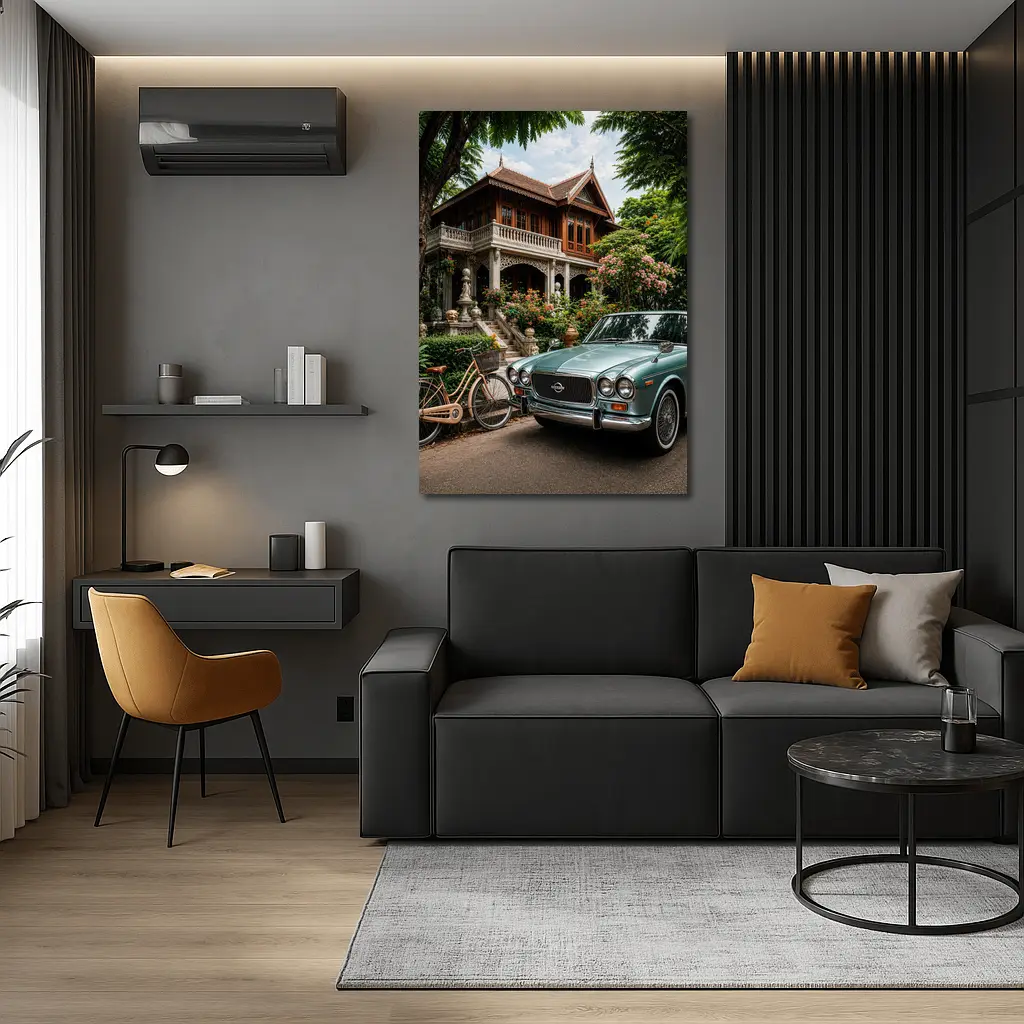 Vintage Nissan Classic Car Thai Villa – Wall Art