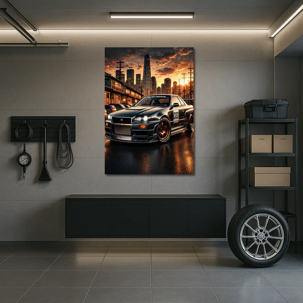 Nissan Skyline GT-R R34 City Sunset – Wall Art