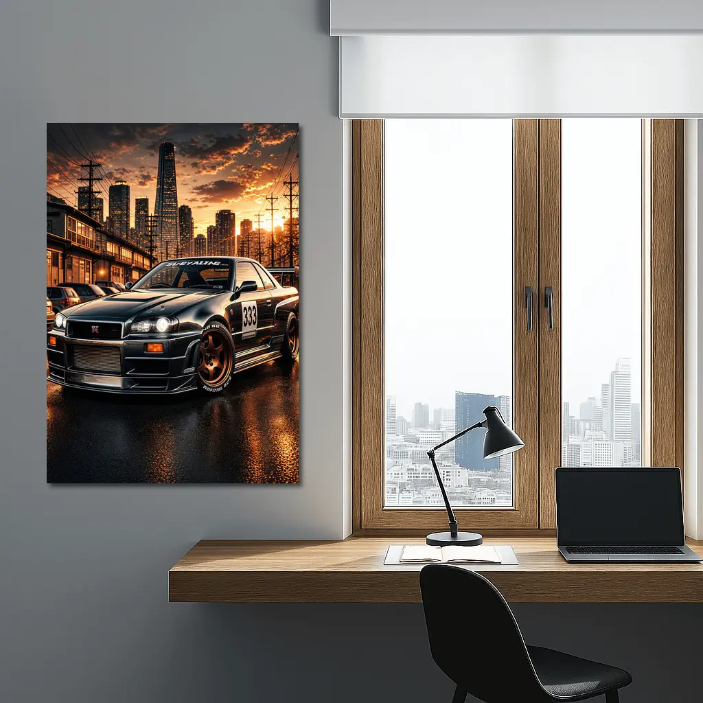 Nissan Skyline GT-R R34 City Sunset – Wall Art