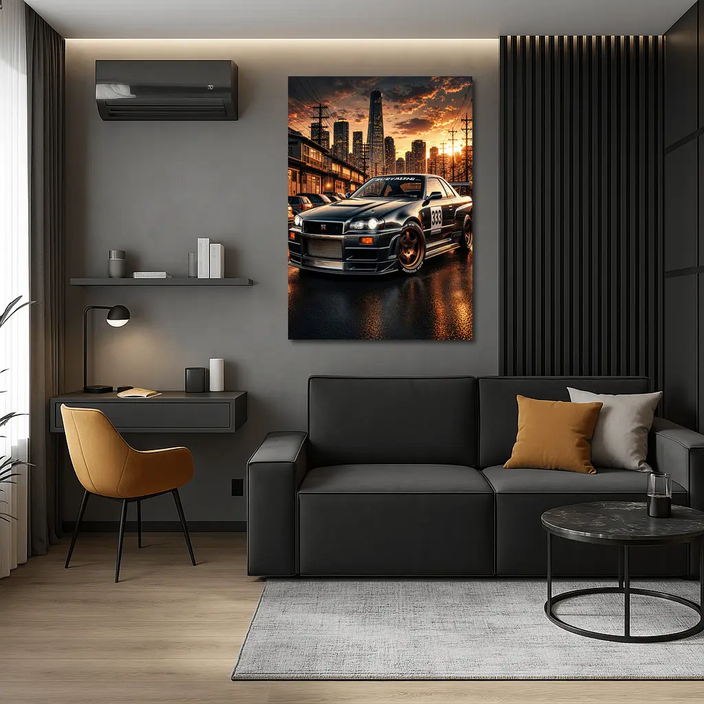 Nissan Skyline GT-R R34 City Sunset – Wall Art
