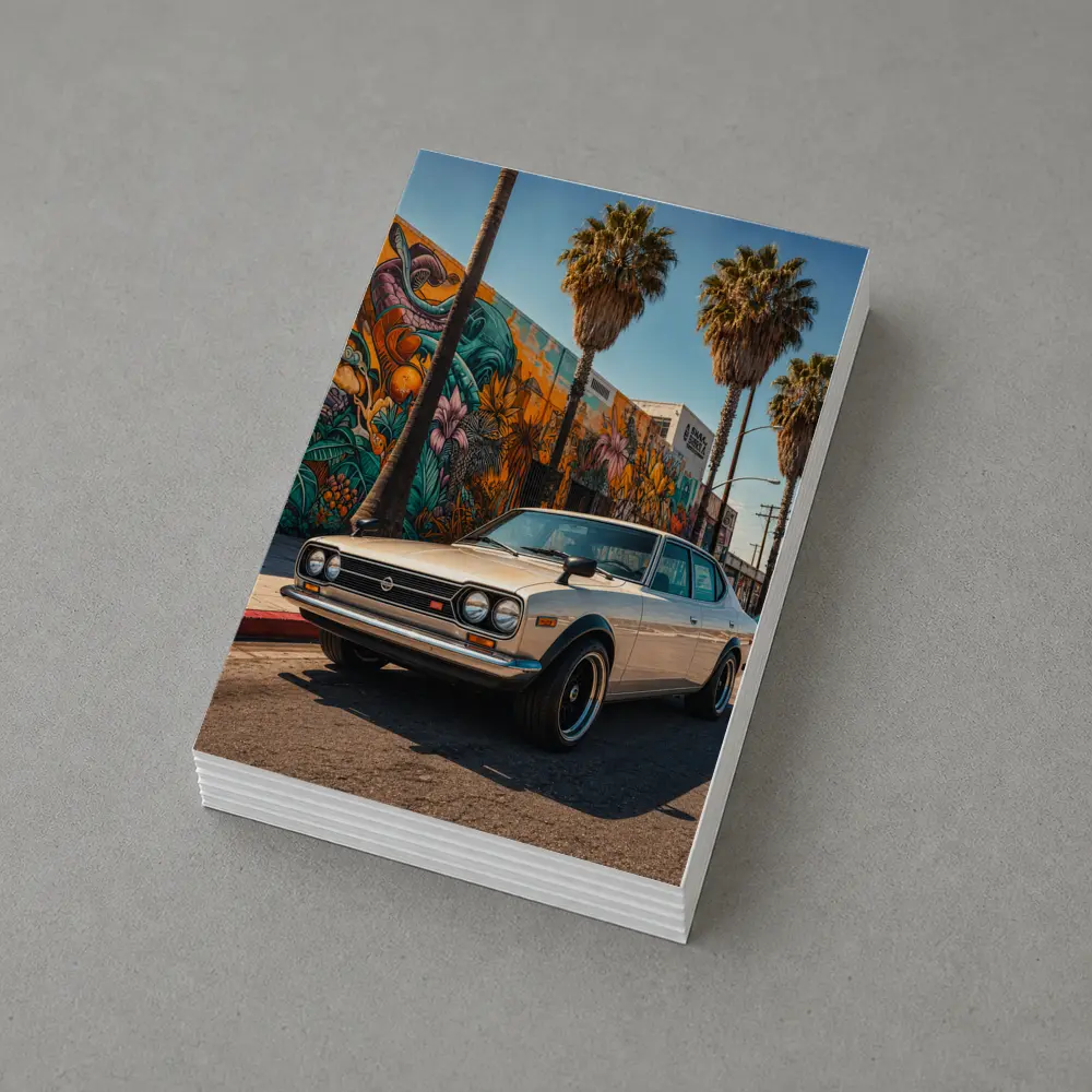 Vintage Nissan Sunny Coupe Los Angeles Street – Postcards