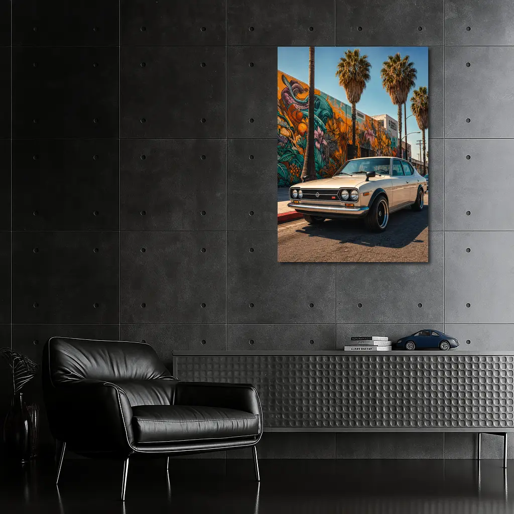 Vintage Nissan Sunny Coupe Los Angeles Street – Wall Art