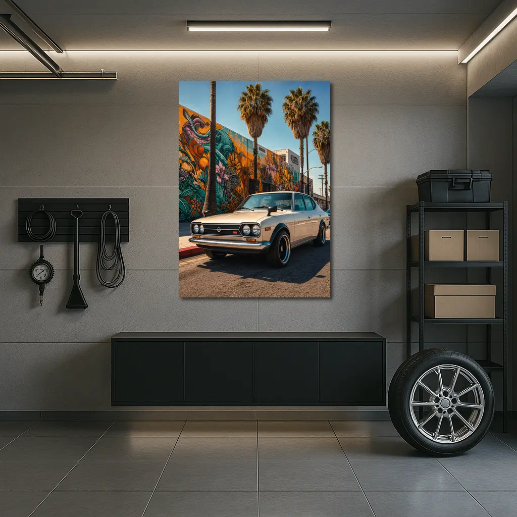 Vintage Nissan Sunny Coupe Los Angeles Street – Wall Art