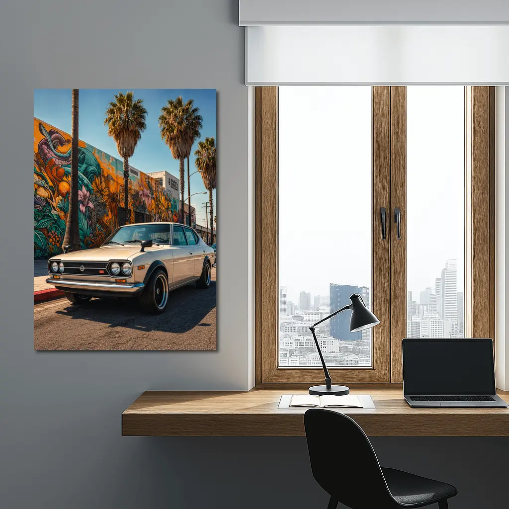 Vintage Nissan Sunny Coupe Los Angeles Street – Wall Art
