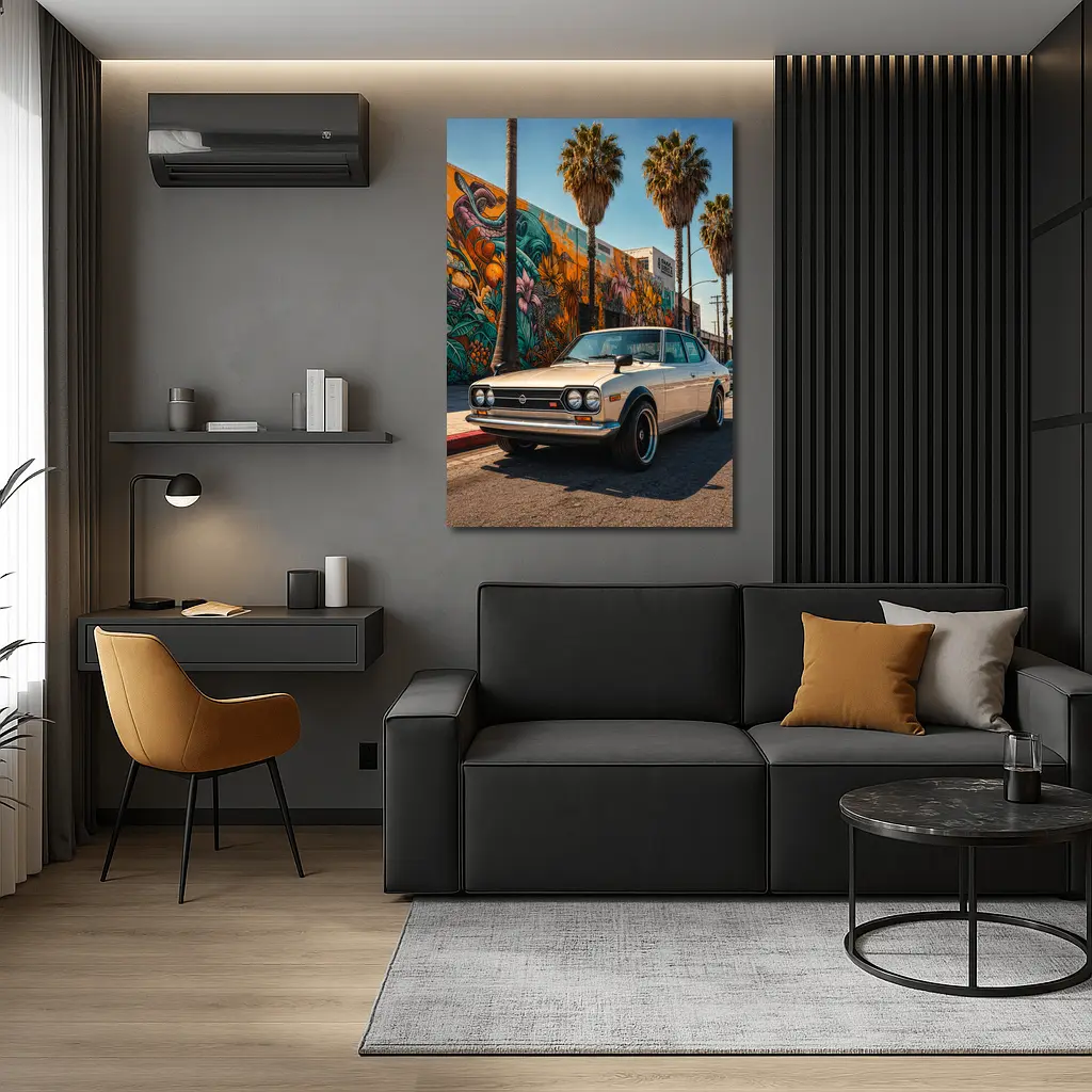 Vintage Nissan Sunny Coupe Los Angeles Street – Wall Art