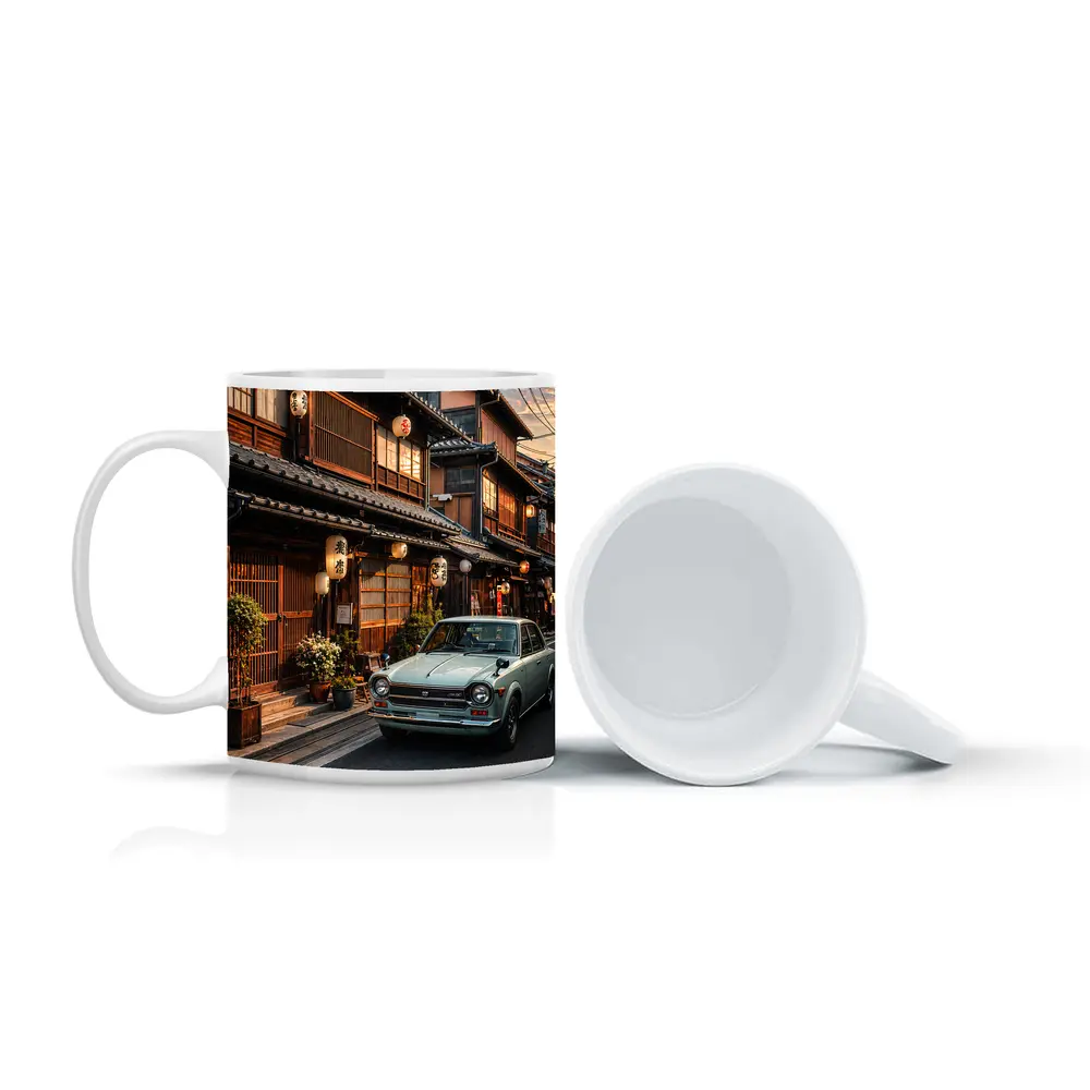 Vintage Nissan Sunny Old Tokyo Street Sunset – Mugs