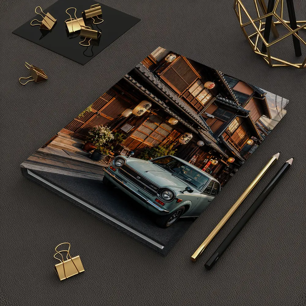 Vintage Nissan Sunny Old Tokyo Street Sunset – Notebooks