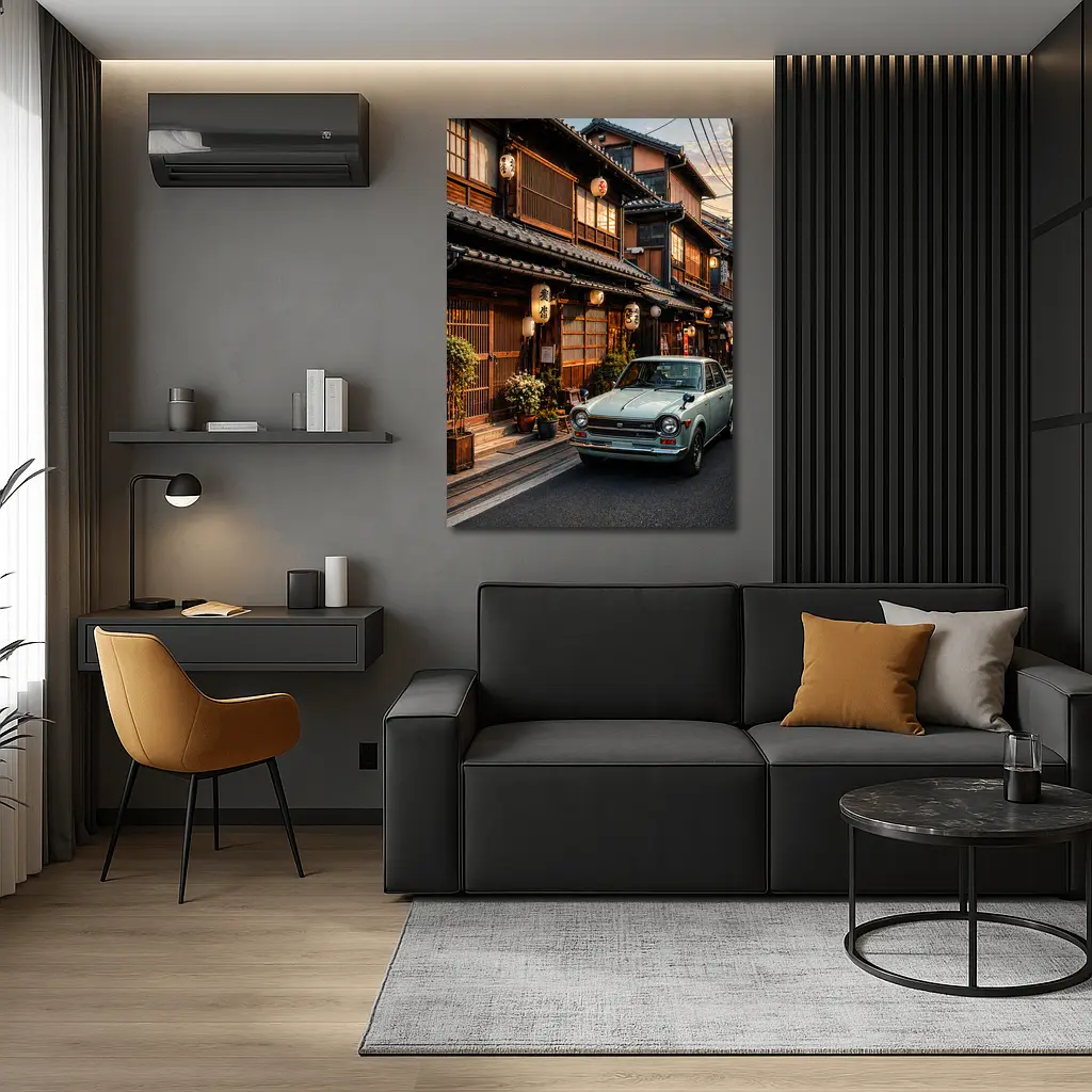 Vintage Nissan Sunny Old Tokyo Street Sunset – Wall Art