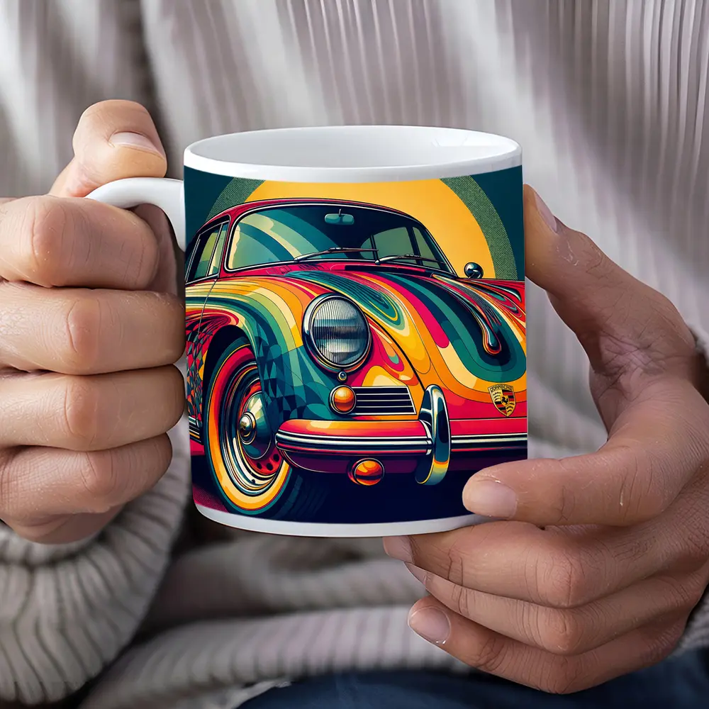 Porsche 356 Colorful Psychedelic Pop Art – Mugs