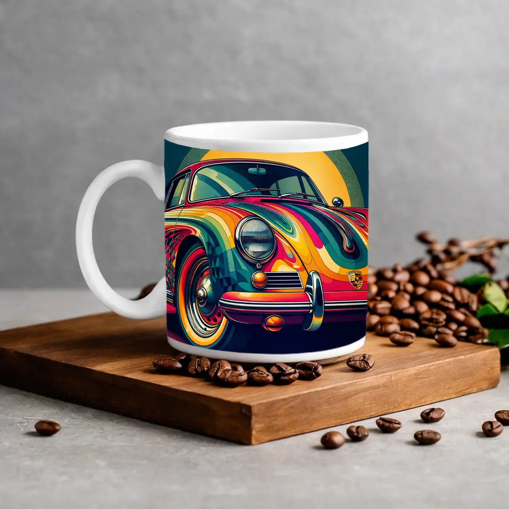 Porsche 356 Colorful Psychedelic Pop Art – Mugs