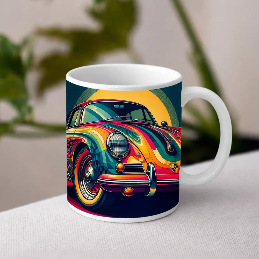 Porsche 356 Colorful Psychedelic Pop Art – Mugs