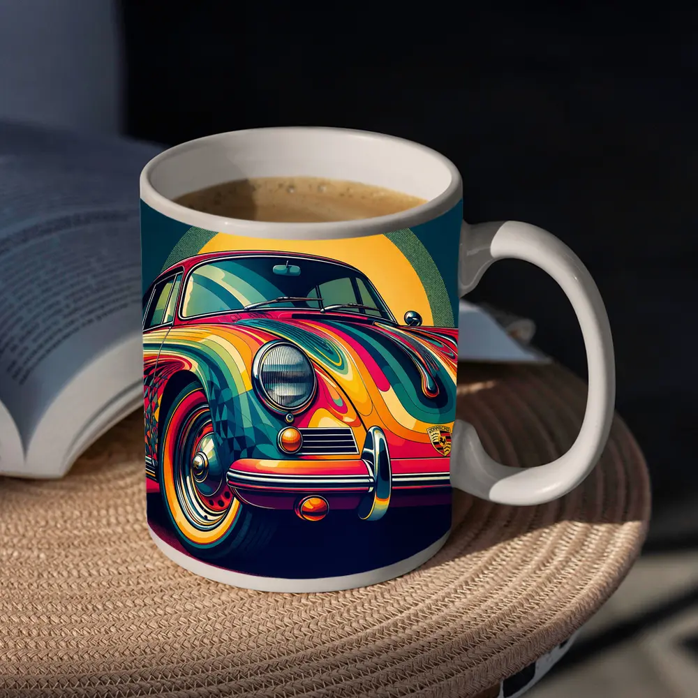 Porsche 356 Colorful Psychedelic Pop Art – Mugs