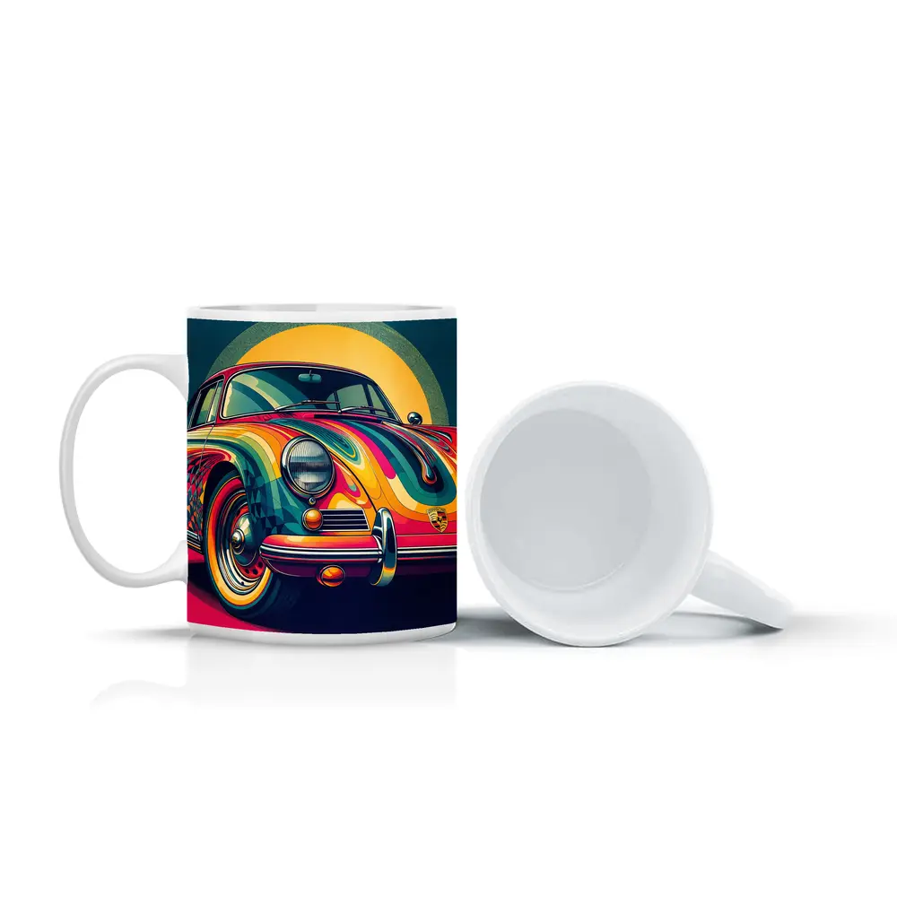 Porsche 356 Colorful Psychedelic Pop Art – Mugs