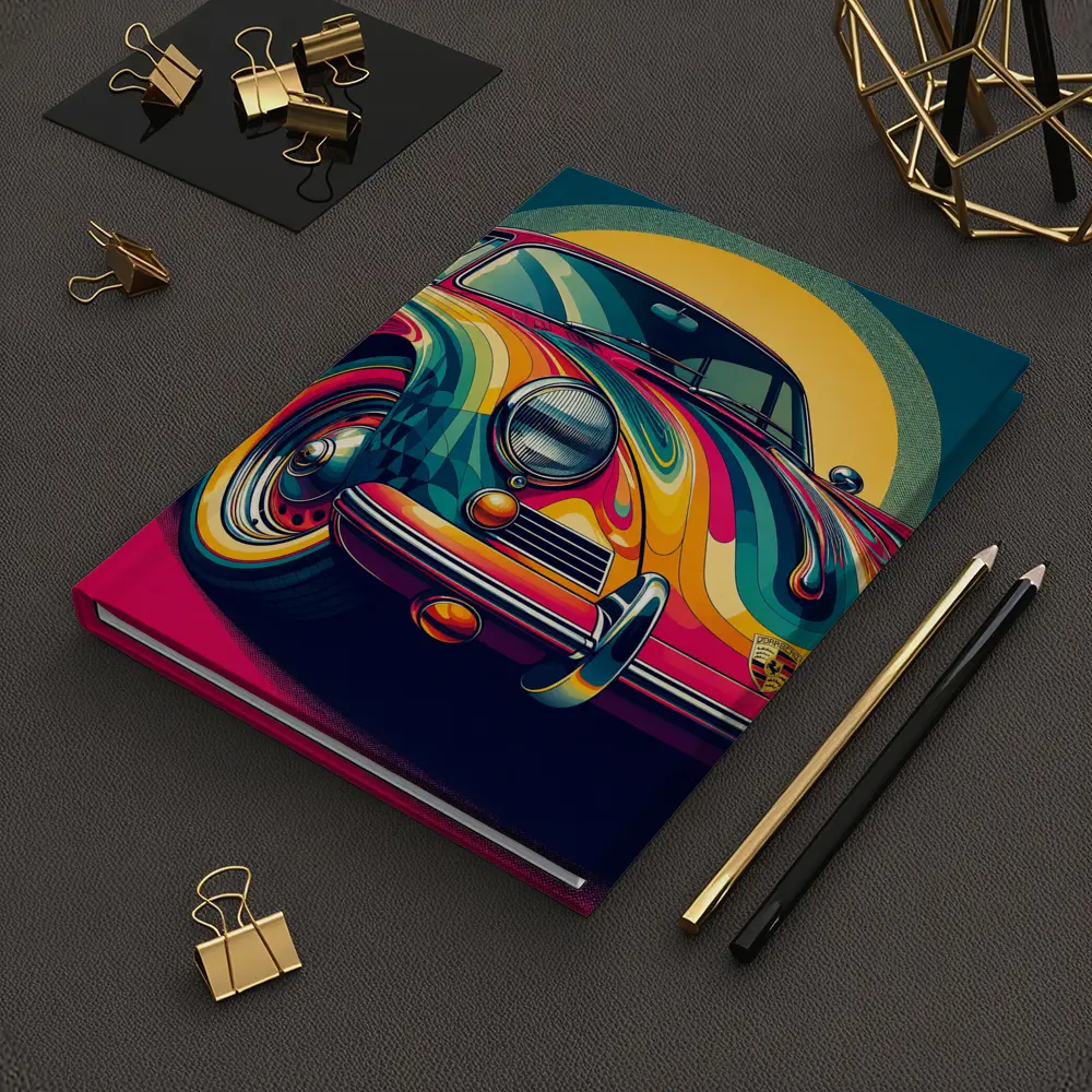 Porsche 356 Colorful Psychedelic Pop Art – Notebooks