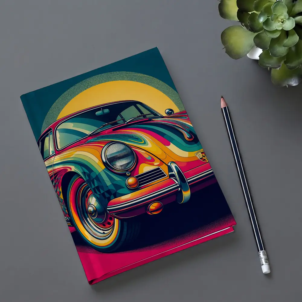 Porsche 356 Colorful Psychedelic Pop Art – Notebooks