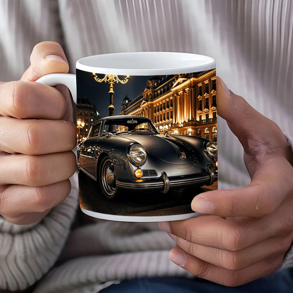 Vintage Porsche 356 Paris Night Street – Mugs
