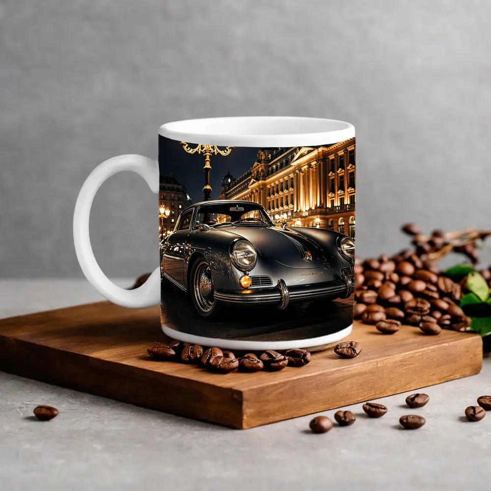Vintage Porsche 356 Paris Night Street – Mugs